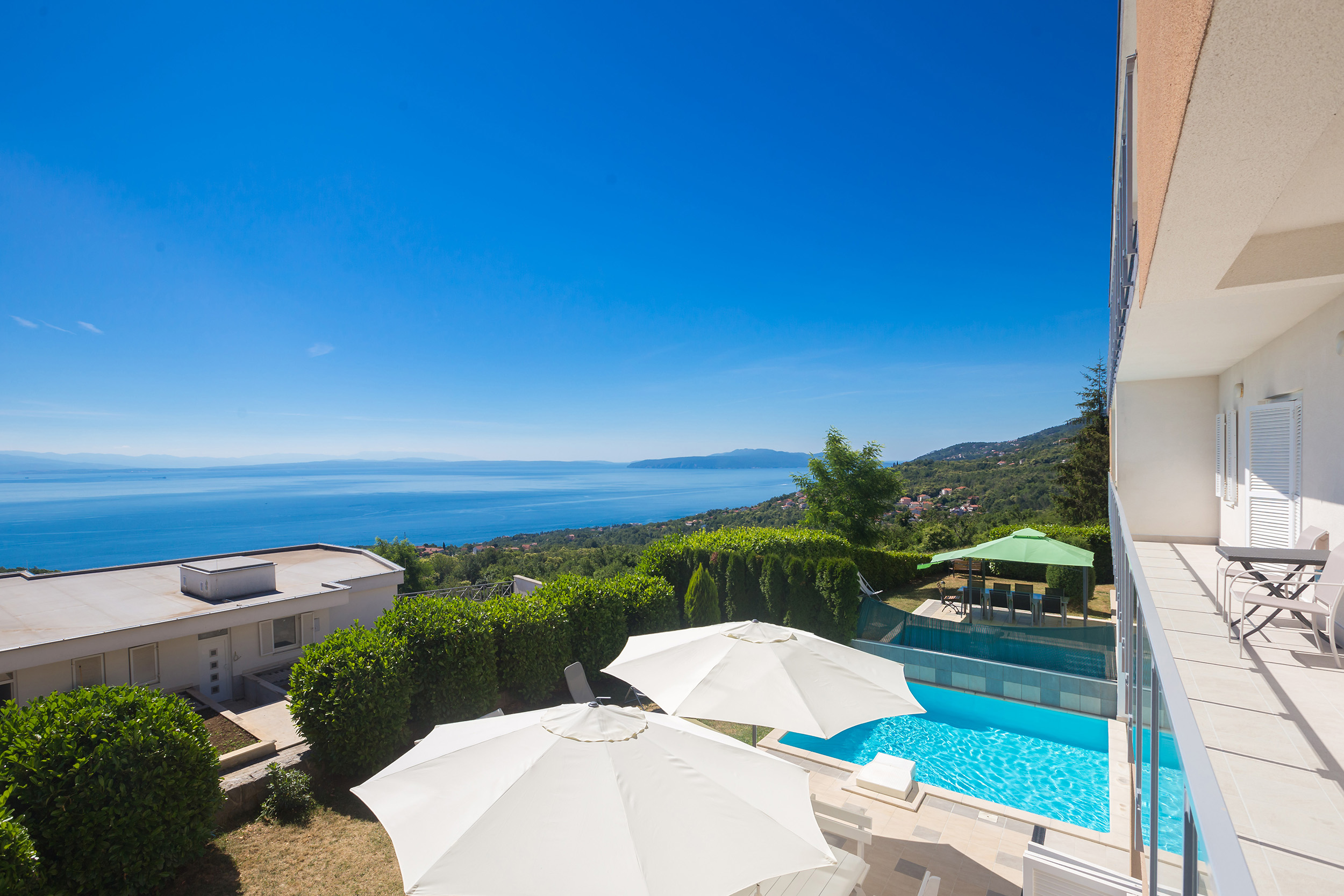Panoramic view of the Kvarner Bay from the terrace of Villa Sv. Petar in Icici